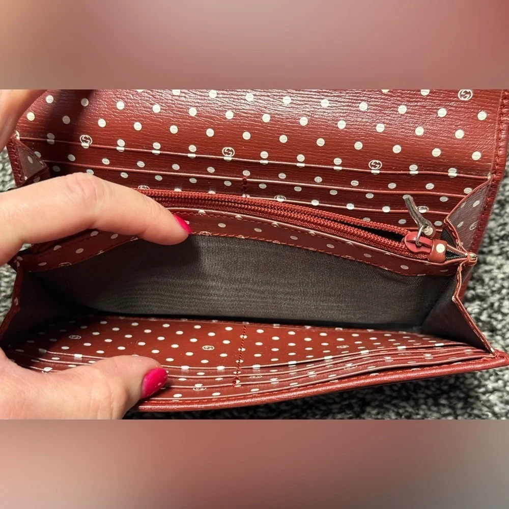 Gucci leather continental dark red wallet
